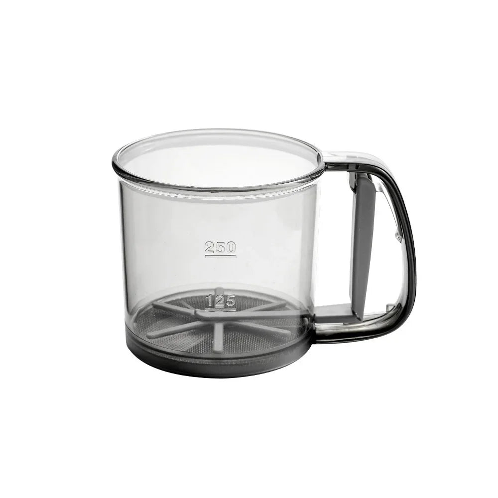 Handheld Flour Sifter Cup - Semi-Automatic Kitchen Sieve with Hand Press