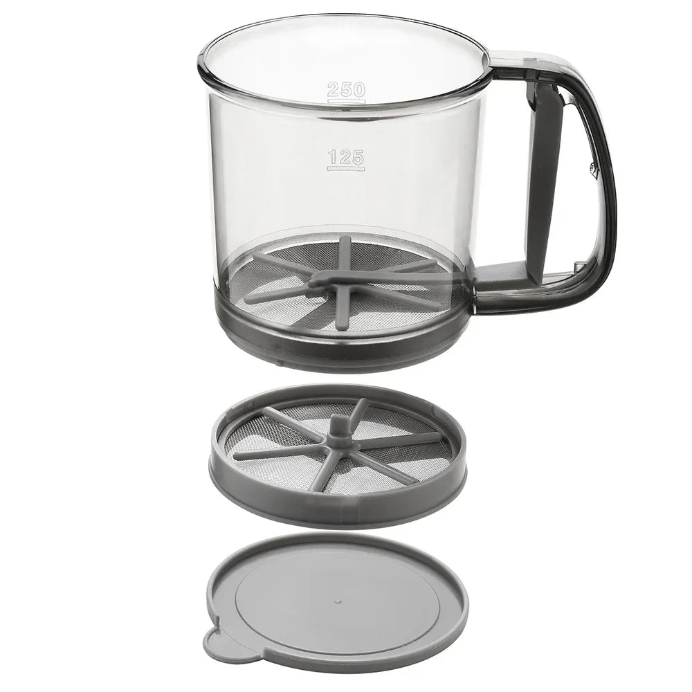 Handheld Flour Sifter Cup - Semi-Automatic Kitchen Sieve with Hand Press
